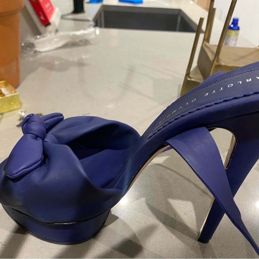 Charlotte Olympia blue Leather Bow Platform Sandals